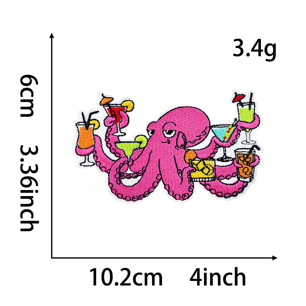 Wholesale Iron On DIY Embroidery Patches Flamingo Ice Cream Octopus Trophy Bow For Clothing Fashion Accessory