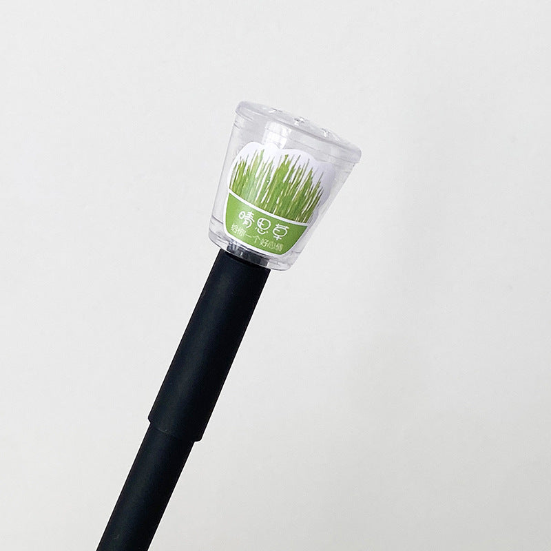 Wholesale 4pcs Creative Grass Pen Rich Flowers Black Gel Pen DIY Mini Potted Pen