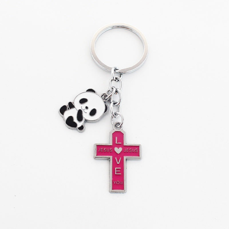 Wholesale Christmas Rainbow Cross Zinc Alloy Keychain