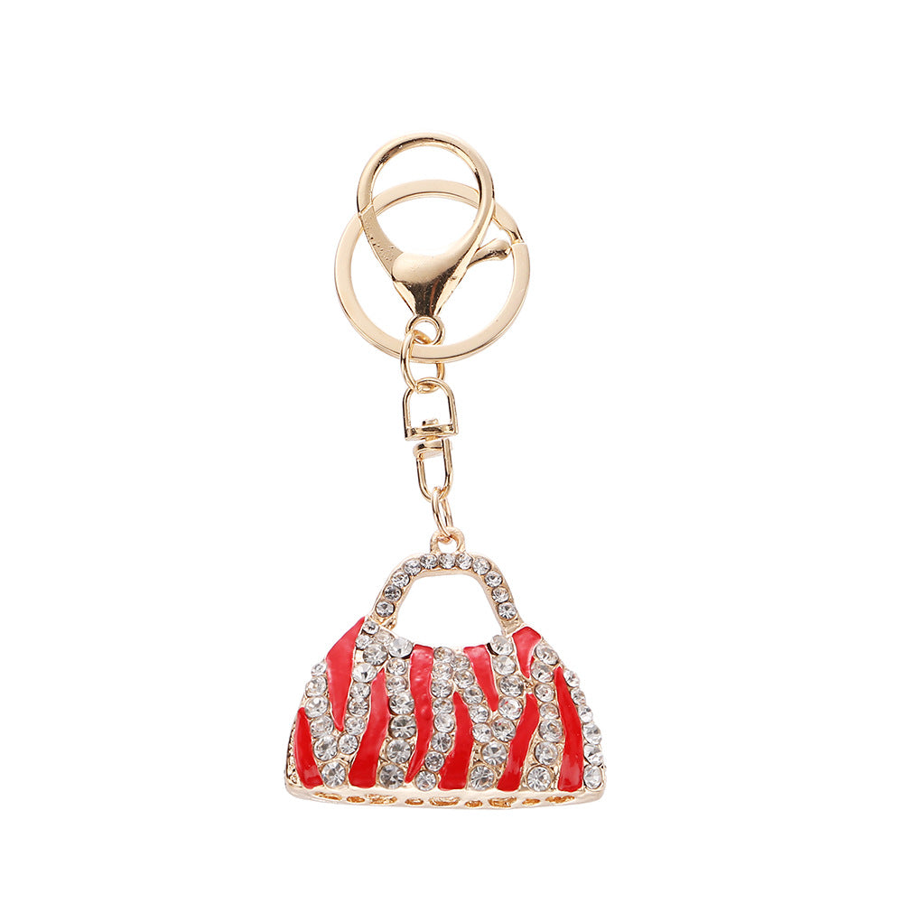 Wholesale Rhinestone Leopard Print Creative Bag Car Keychain