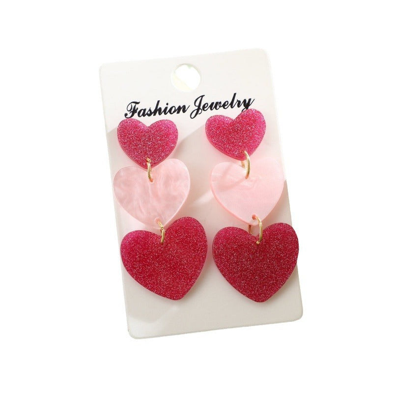 Wholesale color matching Valentine's Day acrylic love simple pendant texture dopamine earrings