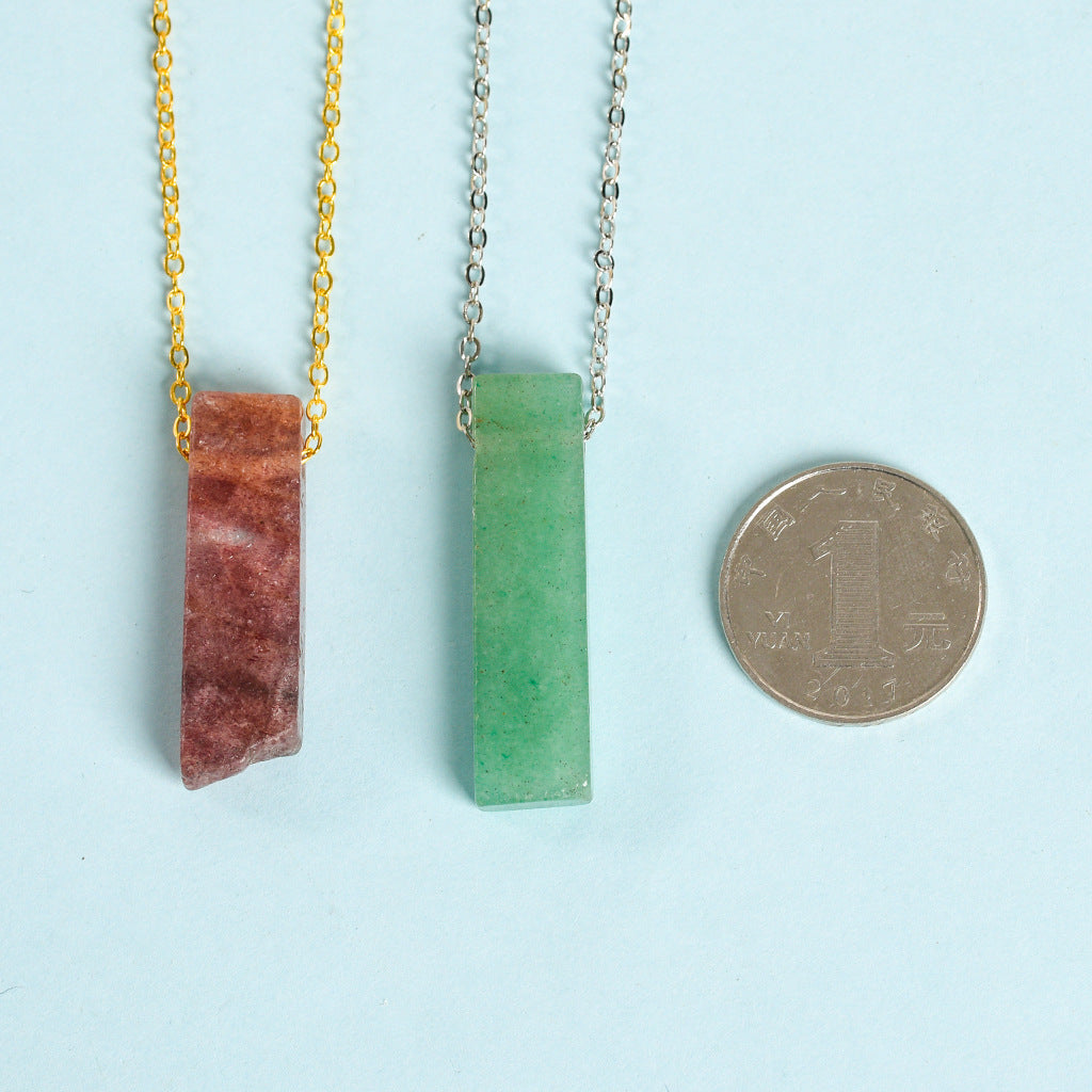 Wholesale Crystal Agate Irregular Flat Strip Pendant Necklace