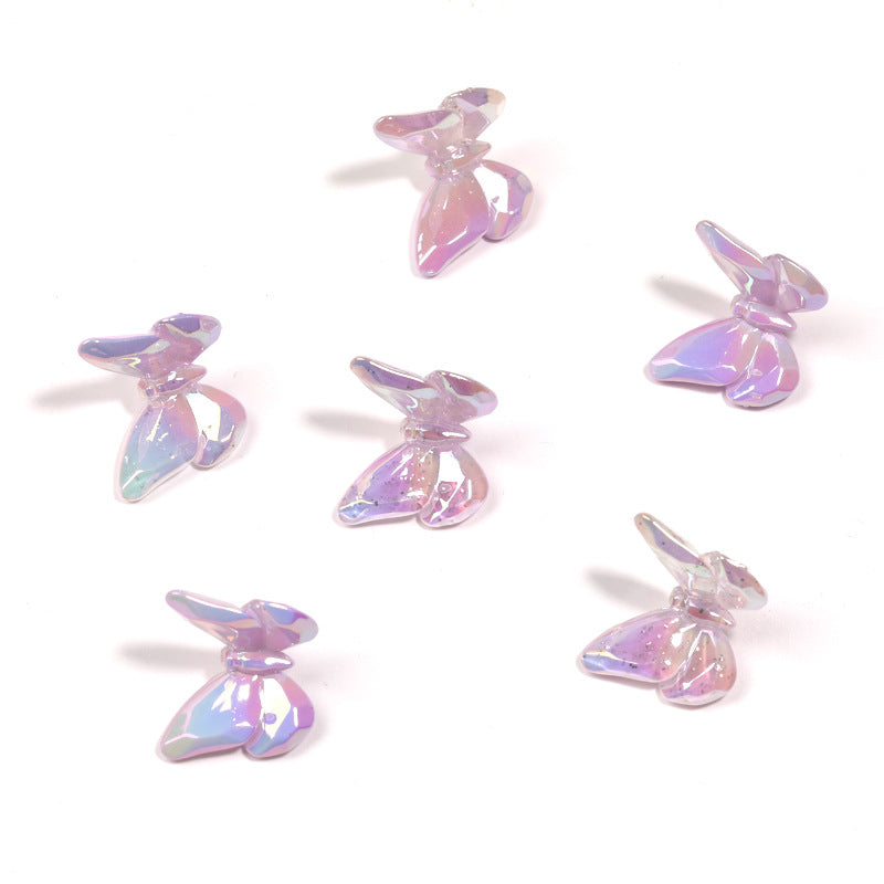 Wholesale 200pcs Translucent sequin butterfly beads UV plated wings hanging hole beads diy mobile phone chain keychain accessories pendant