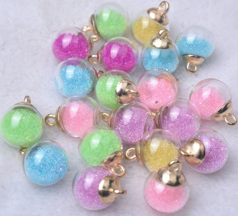 Wholesale 20pcs Alloy Glass Acrylic Small Ball Pendant DIY Handmade Jewelry Bulk Accessories Earring Accessories Key Case Pendant