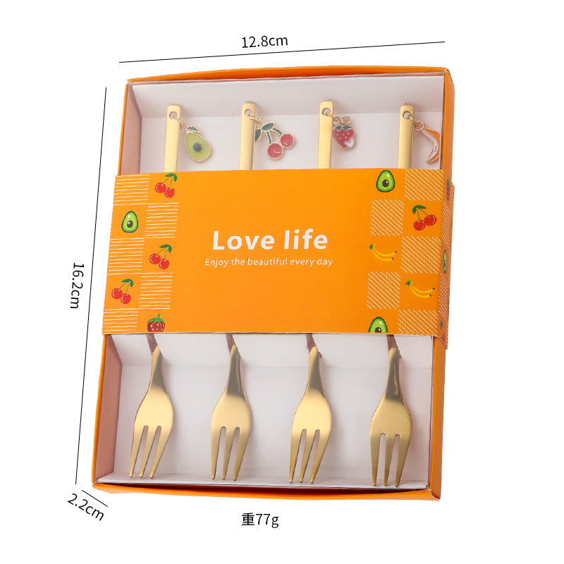 Wholesale spoon fruit pendant spoon fork 4 piece set  Kitchenware
