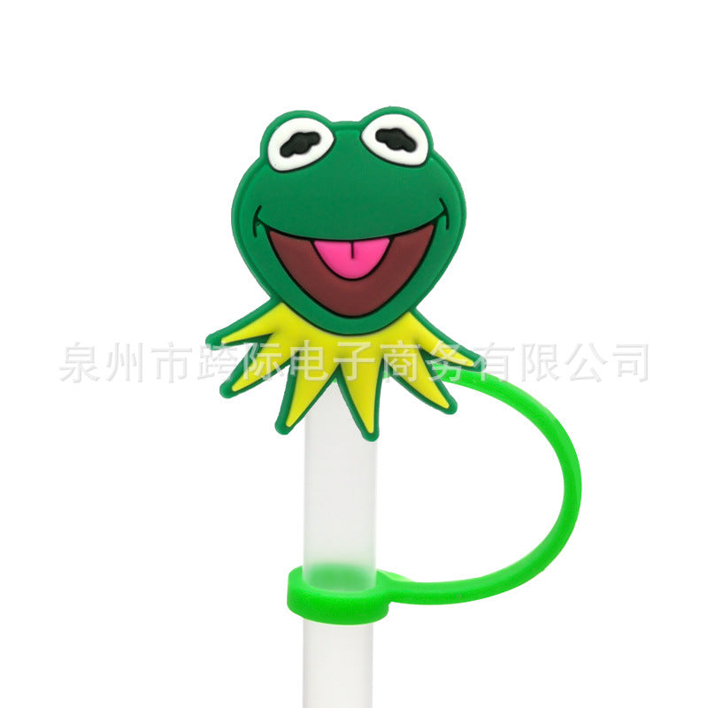 Wholesale 10 pcs Cartoon frog series straw cover straw cap silicone dust plug