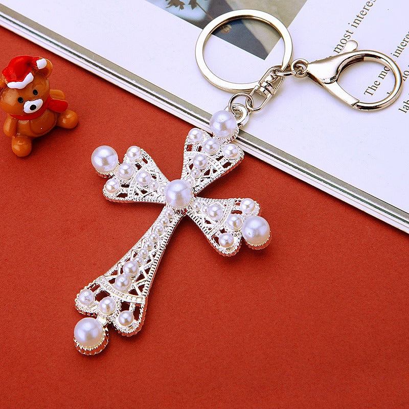 Wholesale Metal Crystal Four Leaf Clover Keychain Rhinestone Bag Charm Car Key Ring Fashion Accessory