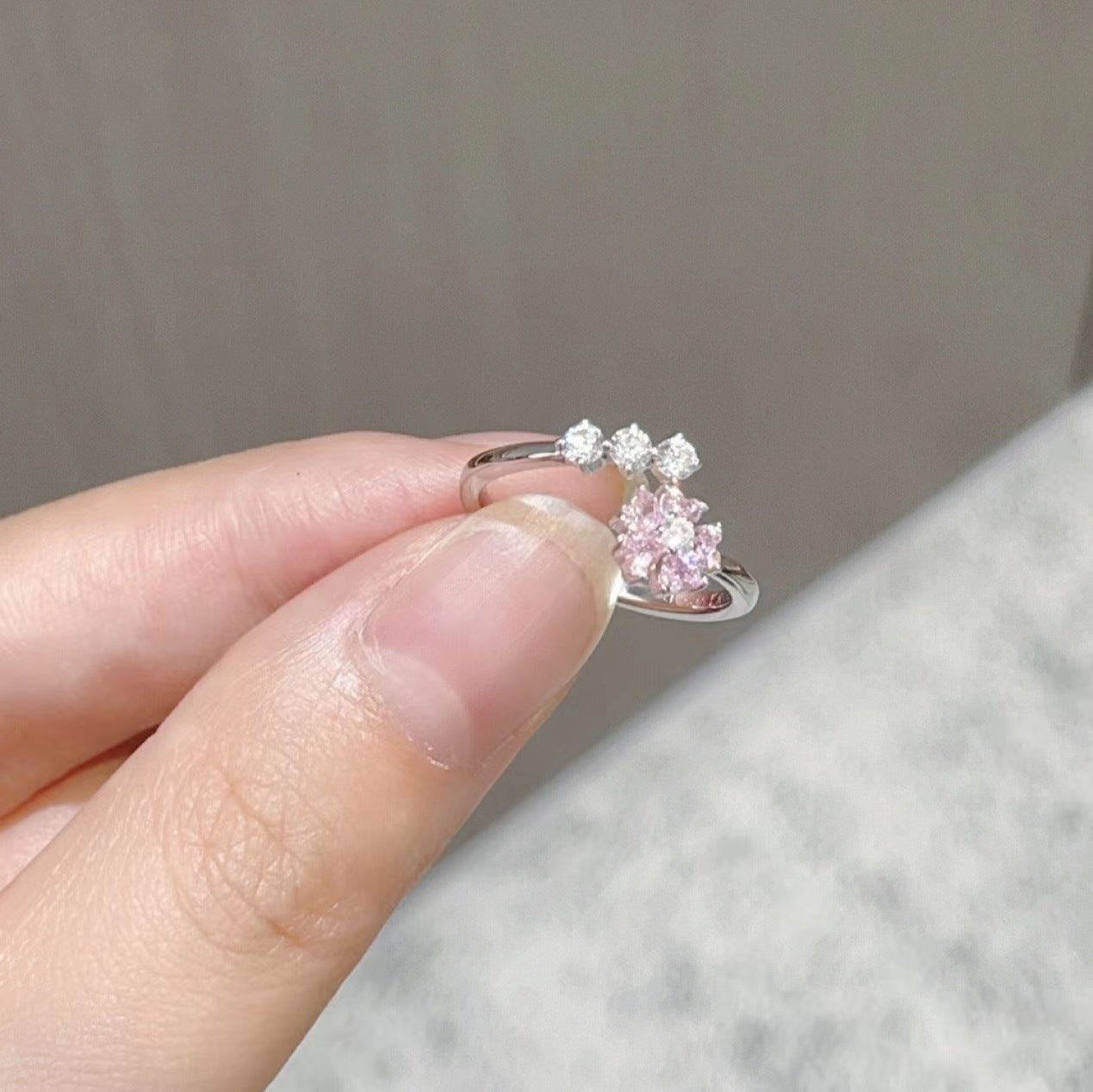 Wholesale Romantic Peach Blossom Open Ring