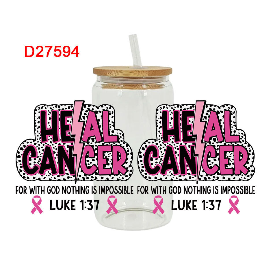 Wholesale Pink Love Rugby Letter 16oz Cup UV DTF Wraps