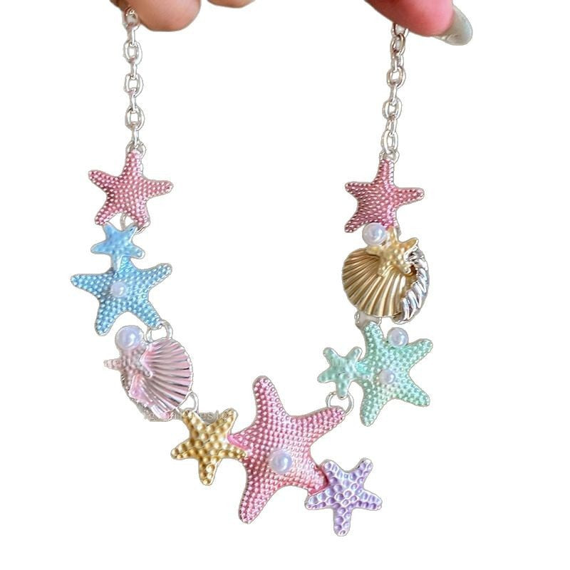 Wholesale Colorful starfish shell necklace clavicle chain accessories