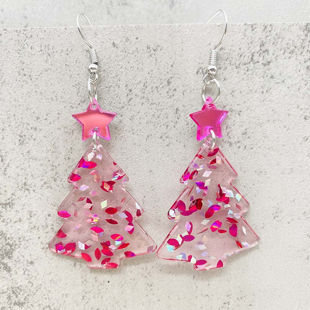Wholesale Christmas five-pointed star acrylic earrings