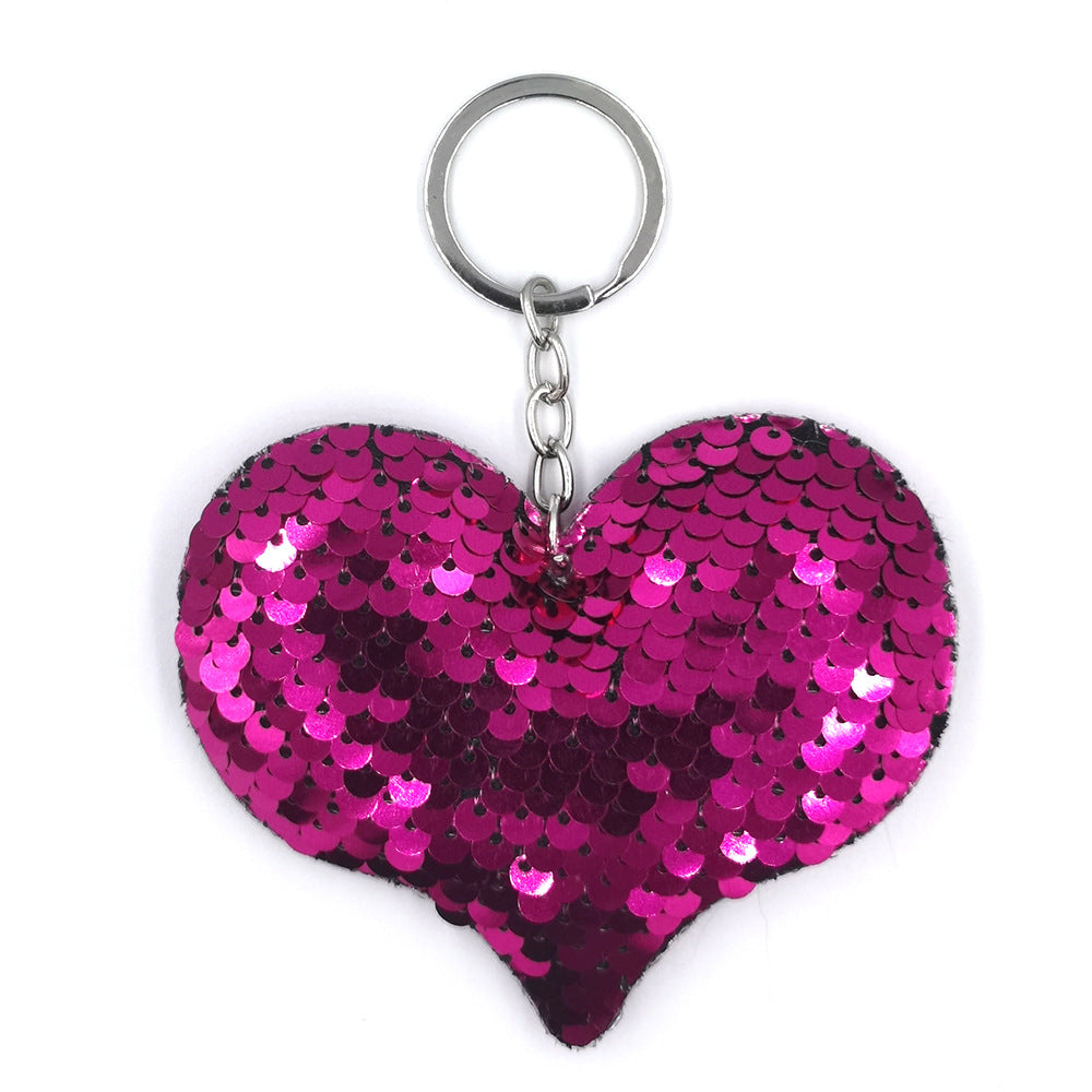 Wholesale Double-sided Reflective Fish Scale Sequins Love Keychain