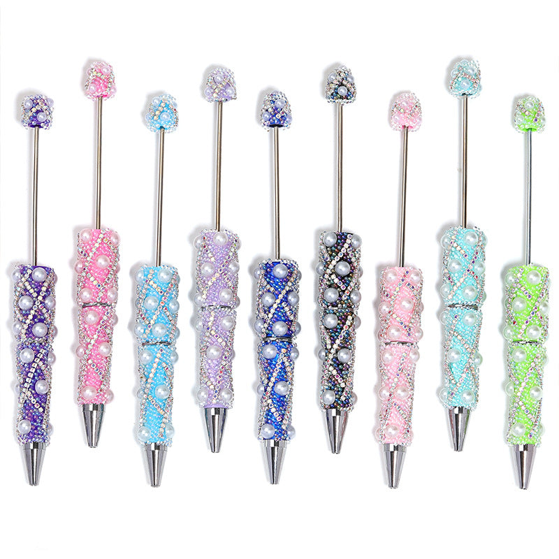 Wholesale 5pcs Heavy Industry Full Diamond Pearl Chain Beaded Pen DIY