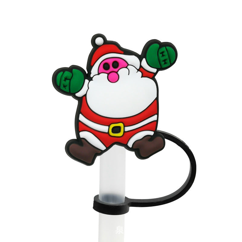 Wholesale Christmas Cartoon Straw Cover Straw Tube Cap Silicone Dust Plug