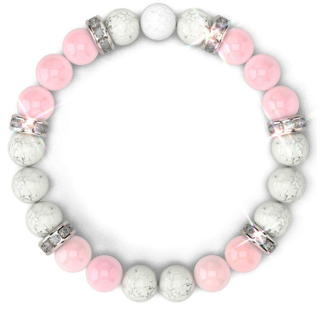 Wholesale Crystal White Turquoise Colorful Double Layer Pink Zebra Magnet Bracelet
