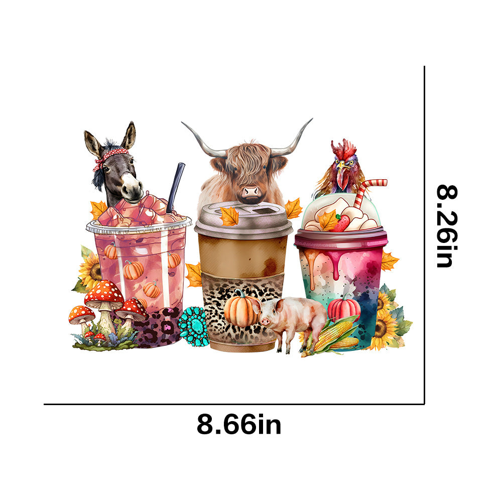 Wholesale Farm animals chickens pigs flowers UV DTF Ready to Press Transfers Wraps