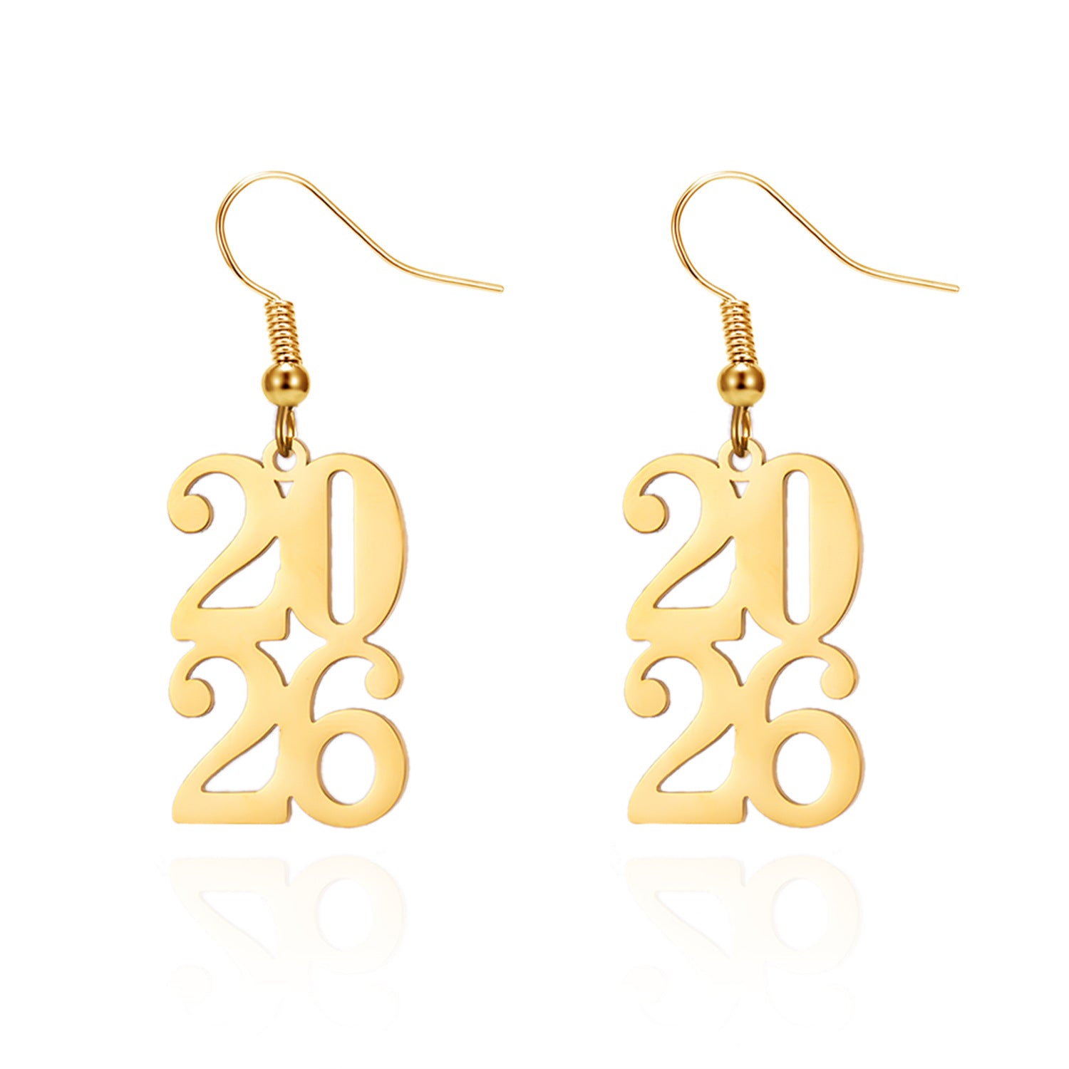 Wholesale Stainless Steel Gold Openwork Number Earrings