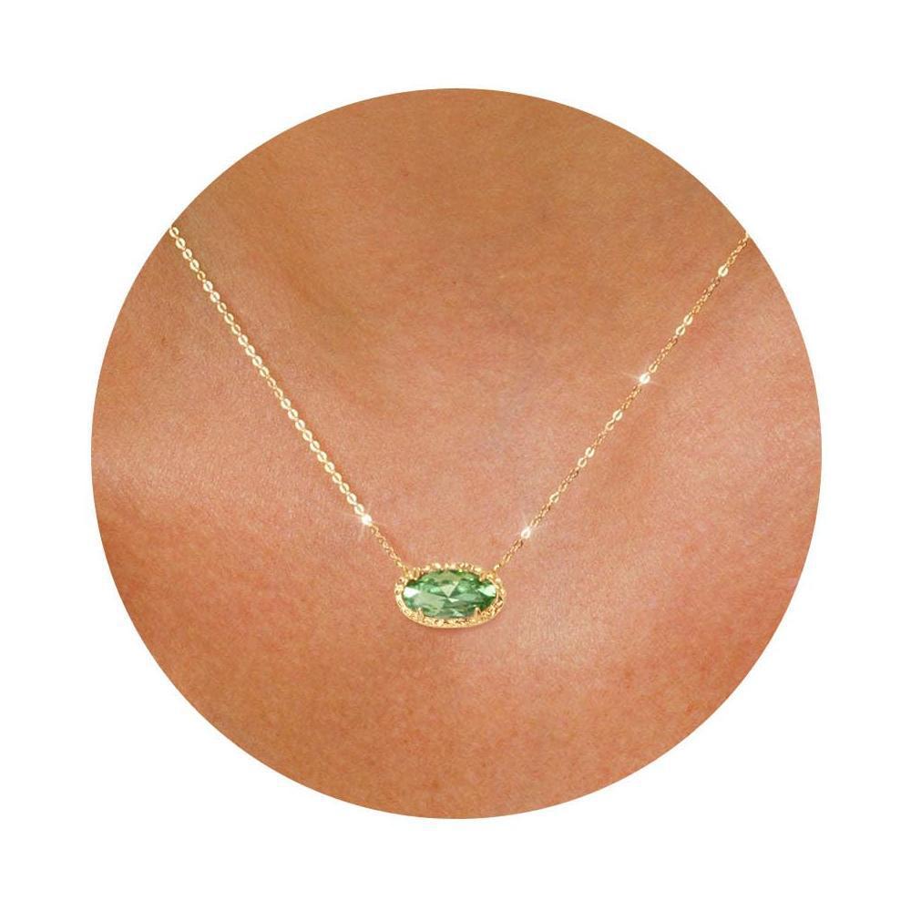 Wholesale Colored zircon natural stone oval necklace