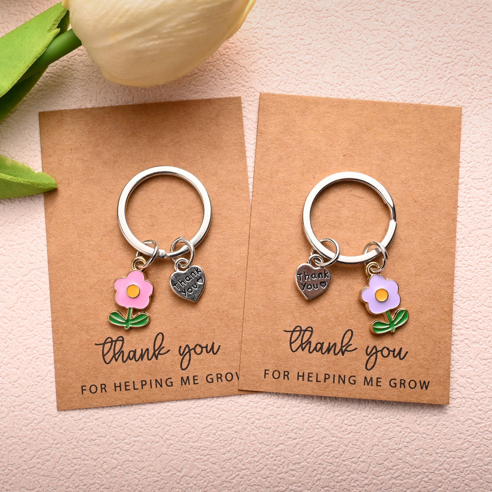 Wholesale Colorful Love Flower Pendant  Metal Keychain