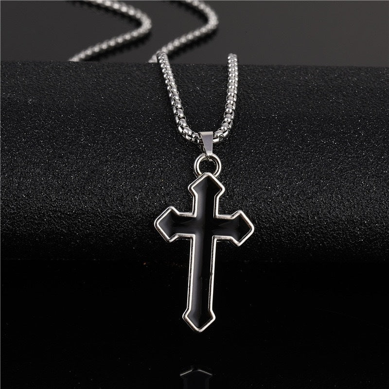 Wholesale  Retro Color-free Male Decoration Cross Pendant Necklace Simple Woolen Chain