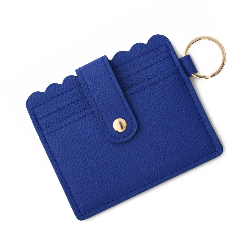 Wholesale Solid Color PU Leather Card Holder Multi-Card Keychain