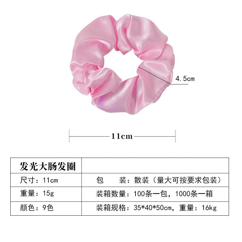 Wholesale 2pcs/pack LED glowing large intestine hair ring female LED night disco luminous head rope horsetail head jewelry