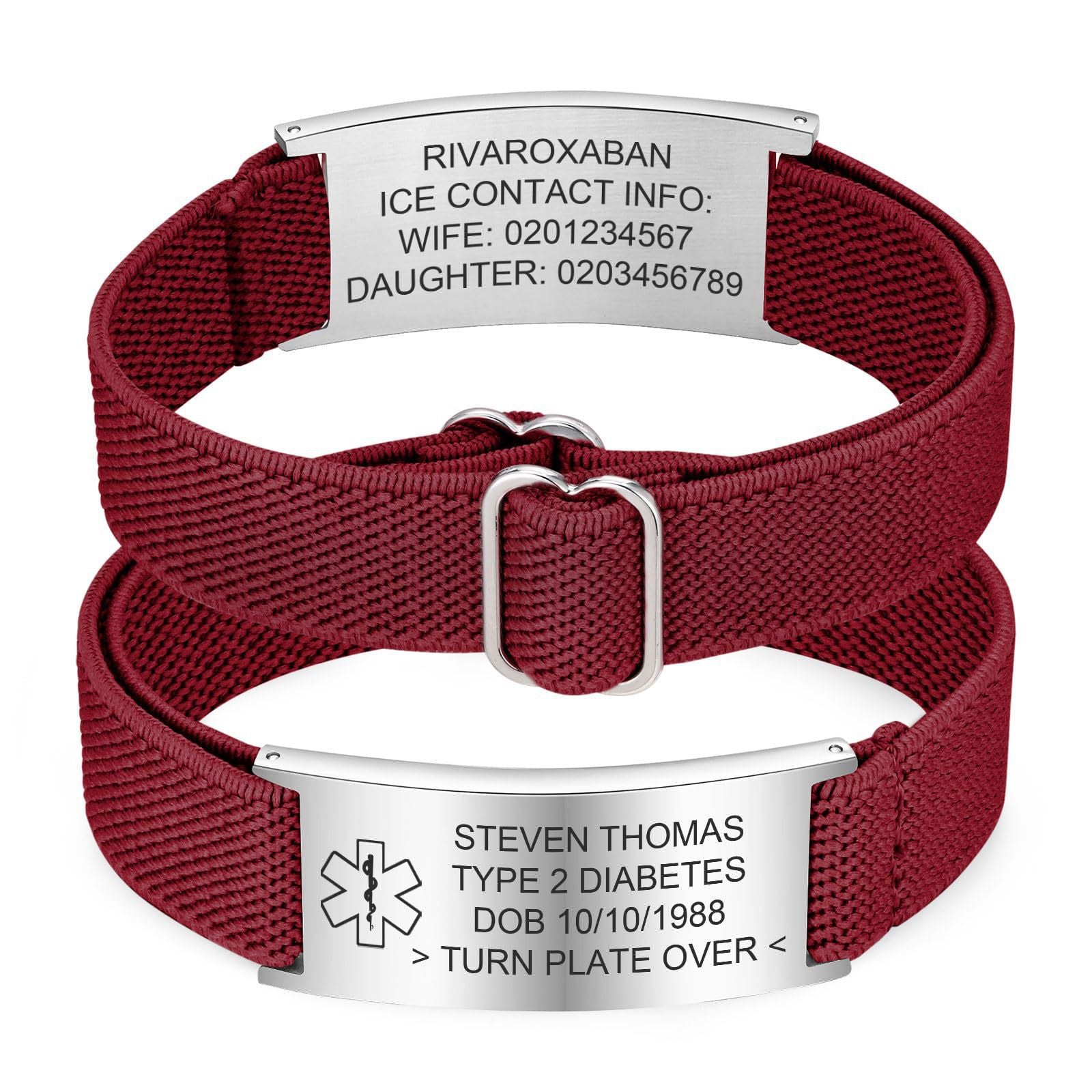 Wholesale Stainless steel curved plaque engraved medical bracelet