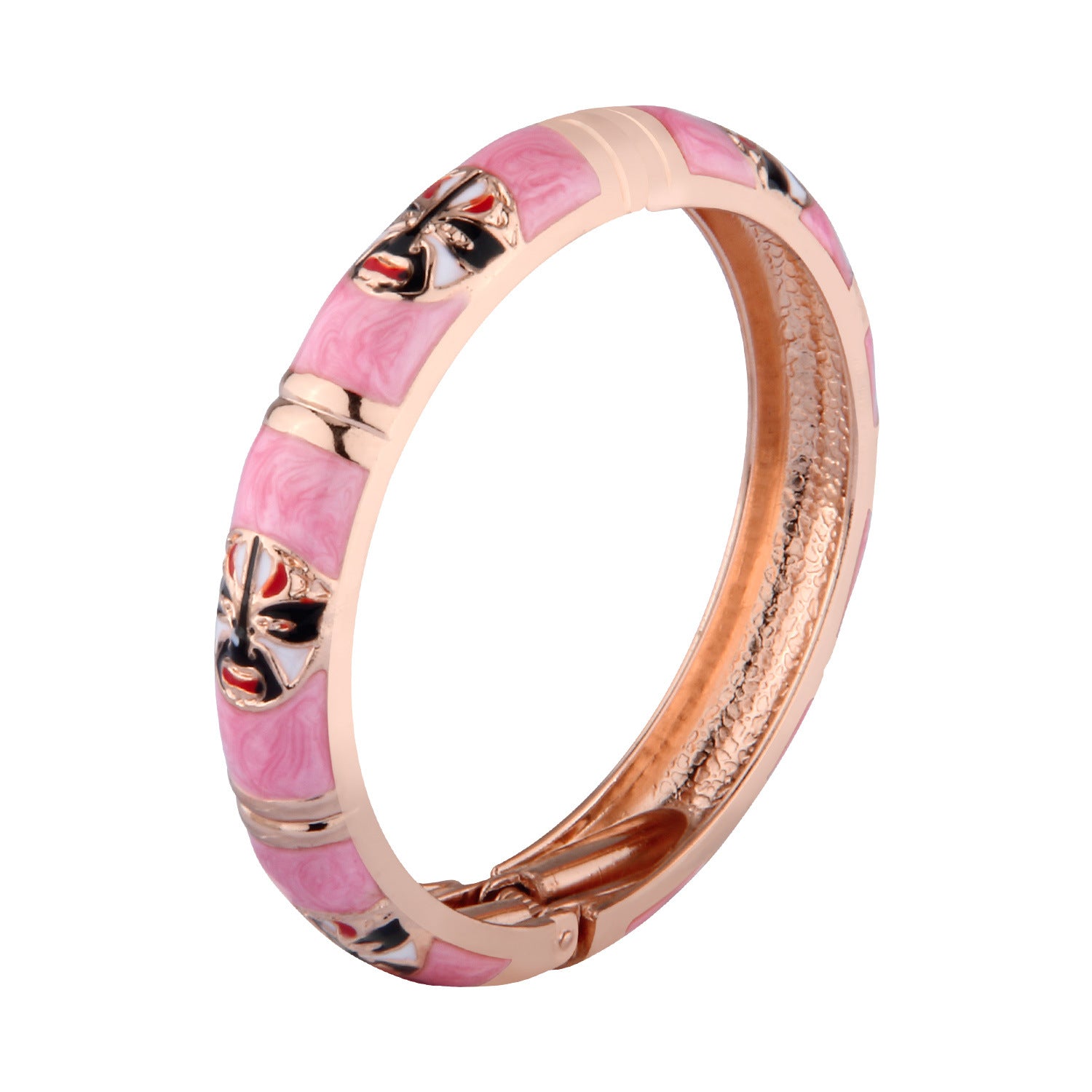 Wholesale Cloisonne Drip Oil Peking Opera Mask Enamel Opening Alloy Bracelet