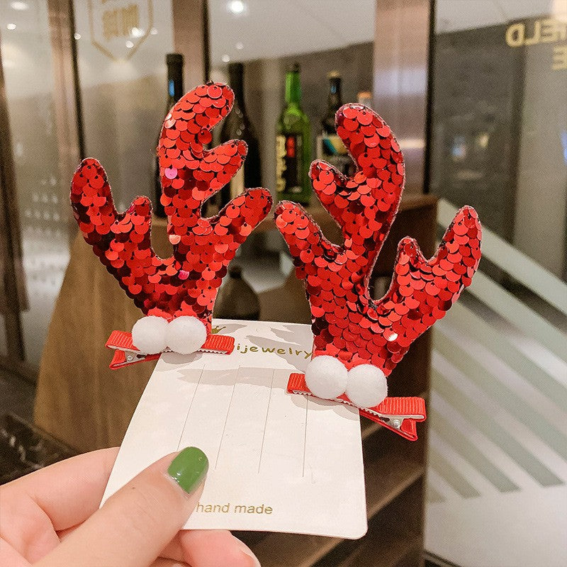 Wholesale Christmas Antler Fabric Hairpins