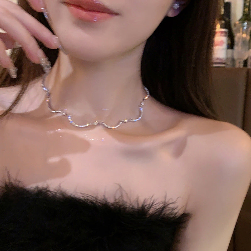 Wholesale Ultra Flash Zircon Wave Alloy Necklaces