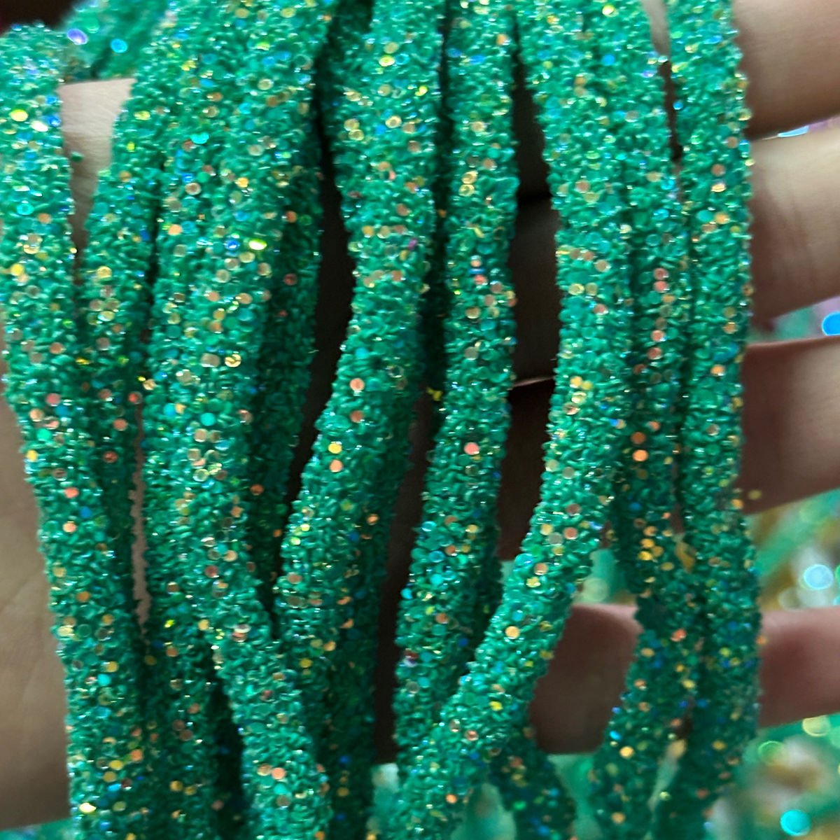 Wholesale  Diy seven-color sequin drill pipe glitter powder rope with rubber hose rainbow shoes and hats drill decorative rope jewelry