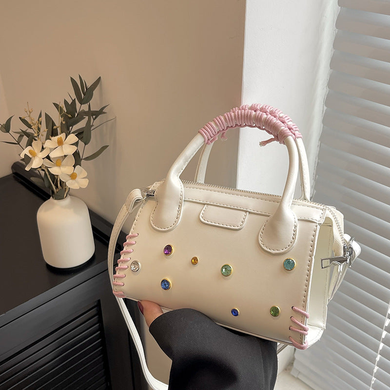 Wholesale PU Colored Diamond Small Square Bags