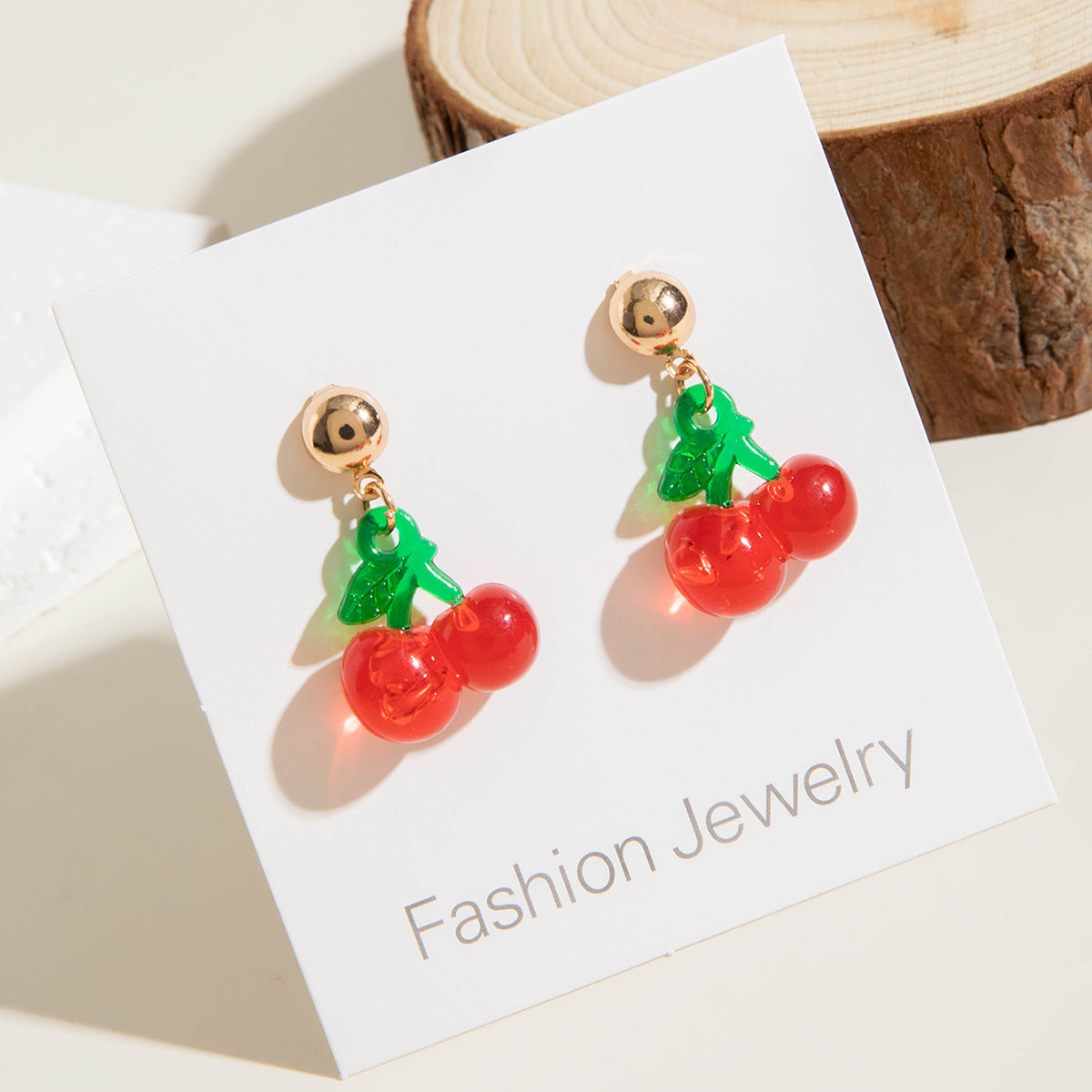 Wholesale 10pcs Acrylic Cute Red Cherry Earrings