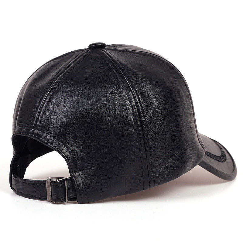 Wholesale PU Leather Fashion Solid Color Winter Leather Autumn/Winter Warm Black Casual Trendy Baseball Hat