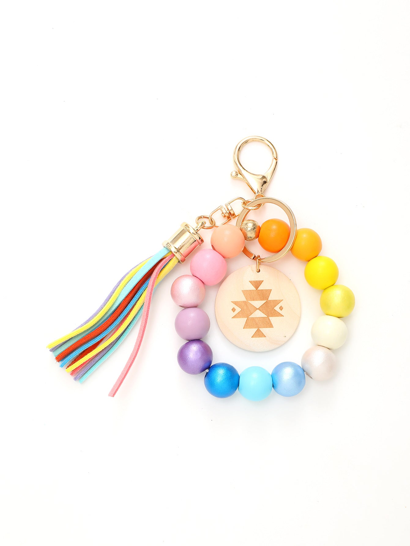 Wholesale Colorful Wooden Beads Tassel Wood Pendant Bracelet Keychain