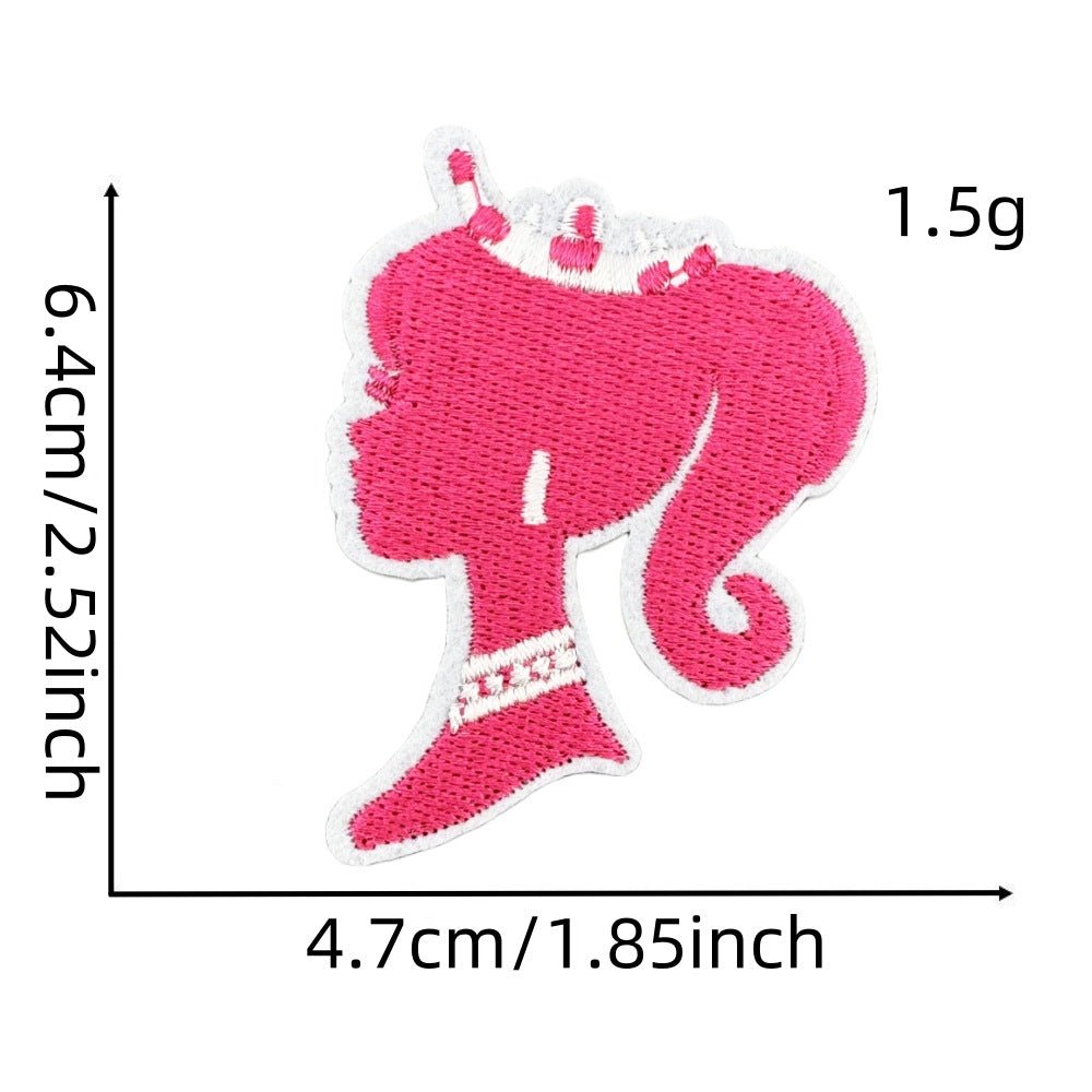 Wholesale Cartoon Princess Pink Cloth Patch Badge Fashion DIY Decorative Accessory For Clothing Bags Gifts Resale