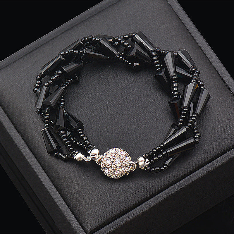 Wholesale Rhinestone Magnetic Clasp Multicolor Bar Crystal Beads Bracelet Necklace