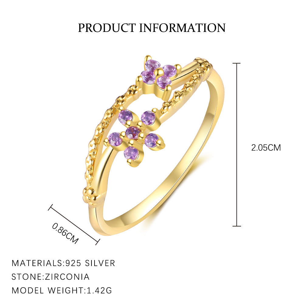 Wholesale S925 Sterling Silver French Flower Ring