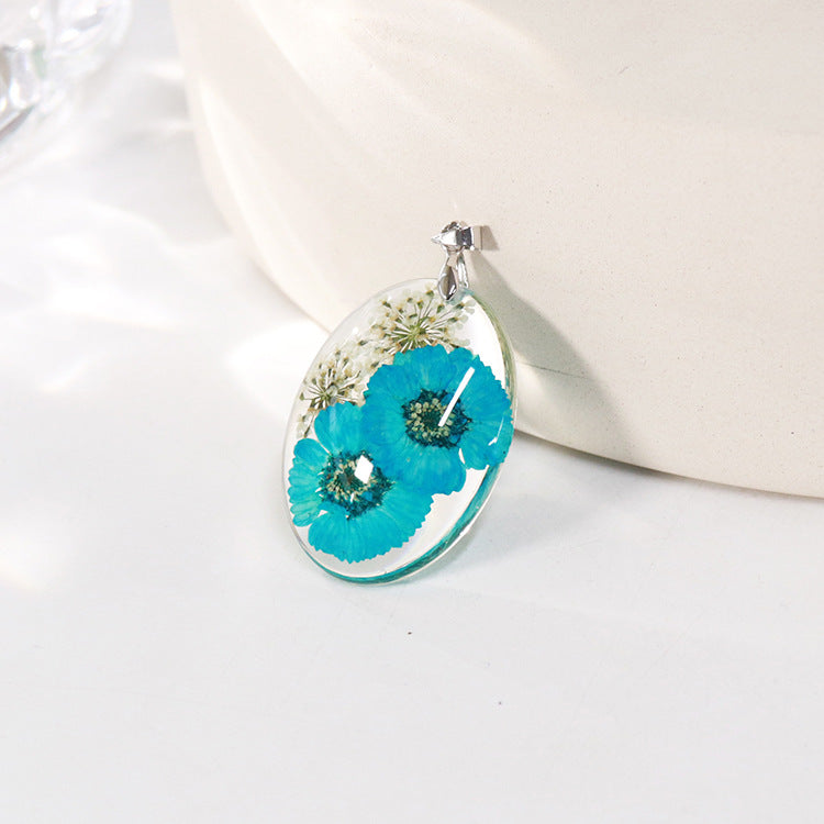 Wholesale 6pcs Resin Dried Flower Real Flower Pendant Necklace Earring Accessories