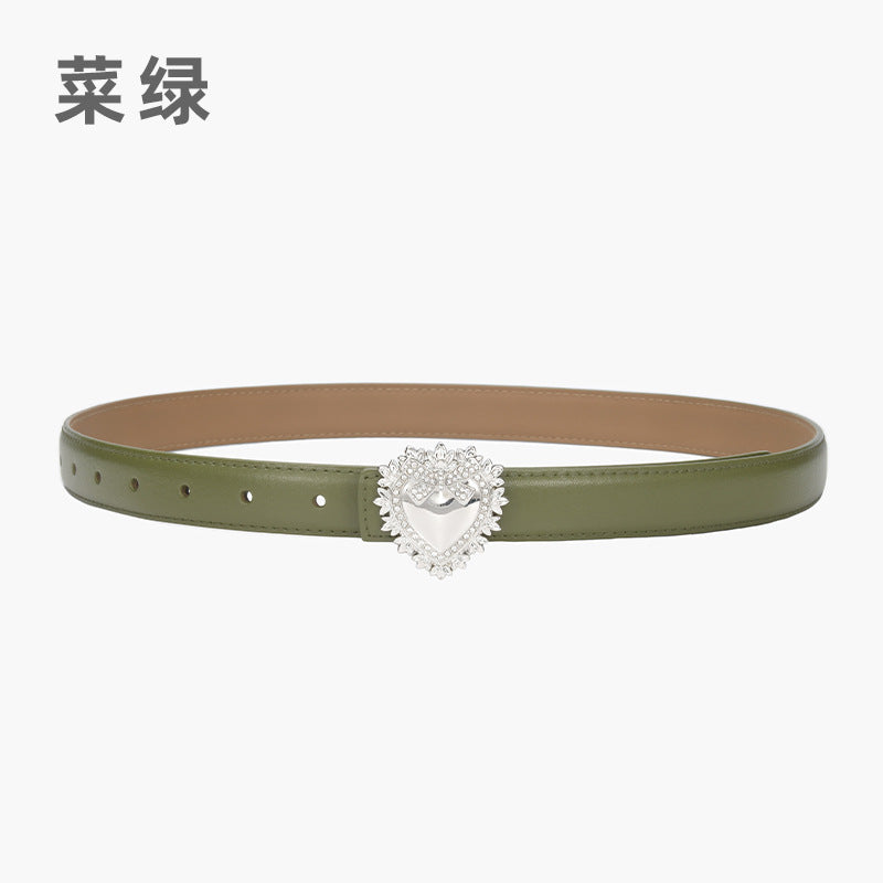 Wholesale Silver Love Buckle Genuine Leather Belt