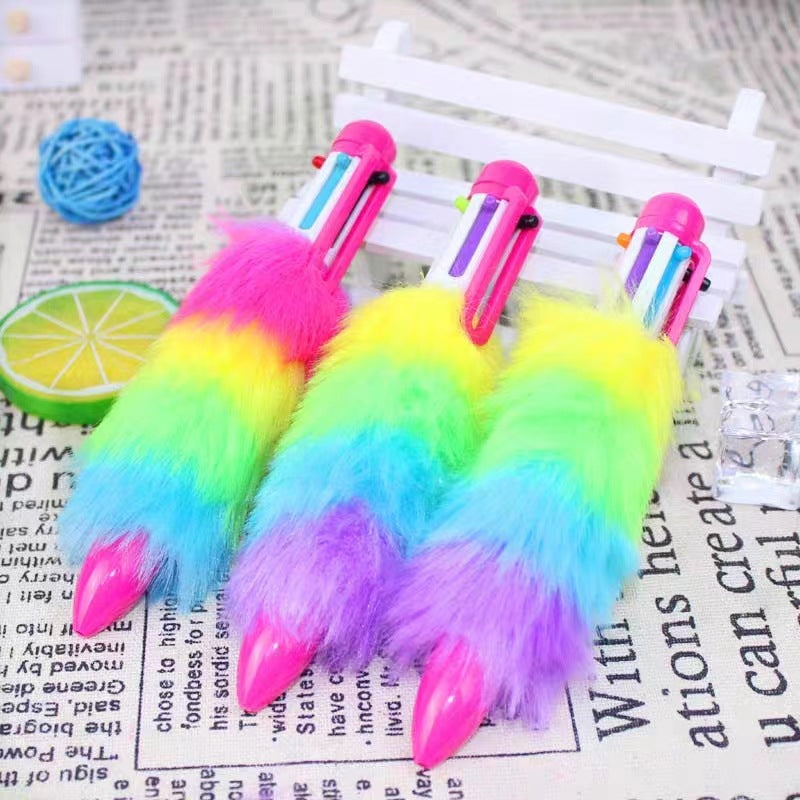 Wholesale Rainbow Plush Multicolor Ballpoint Pen