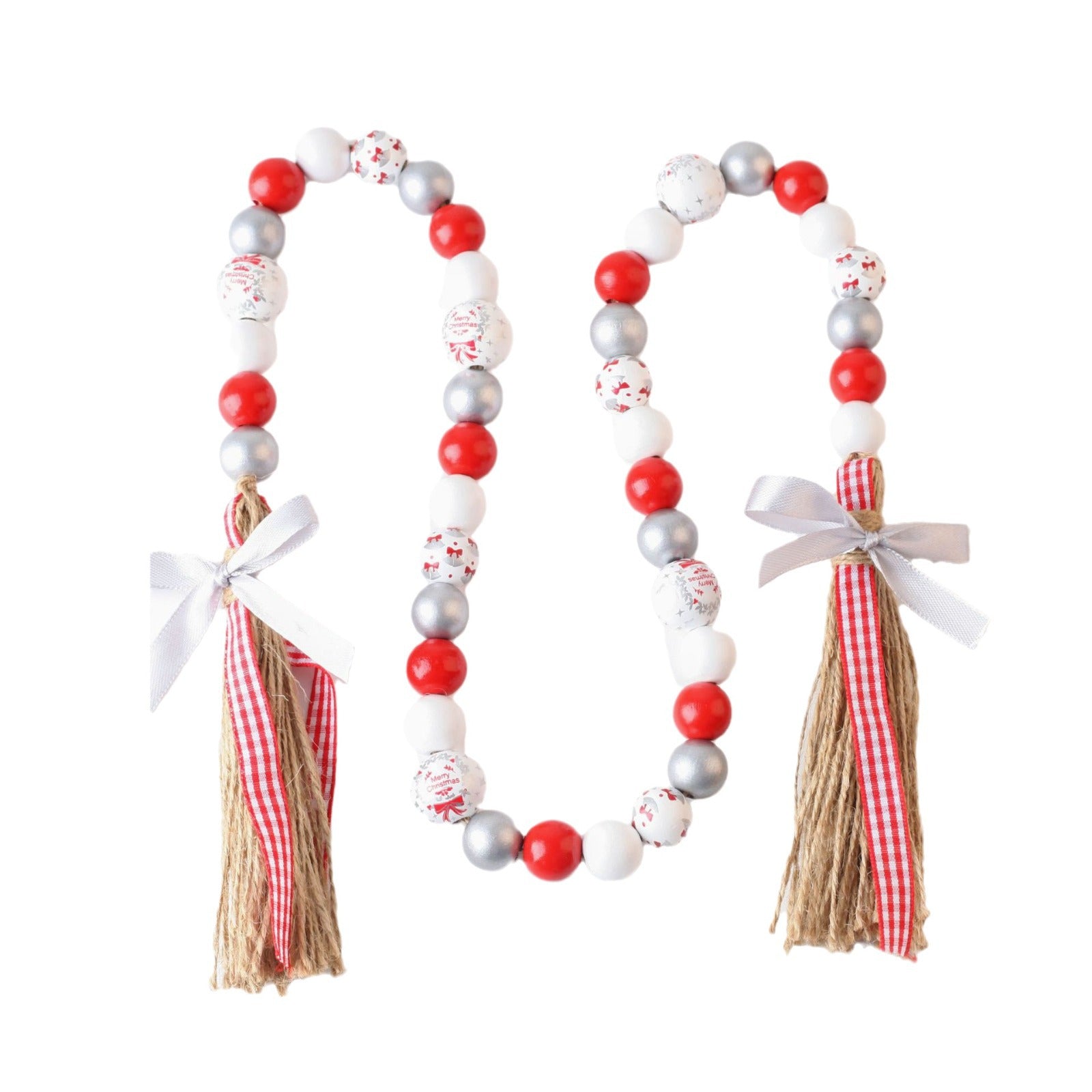 Wholesale  10pcs/ pack Christmas wood beads hemp rope tassel wood beads