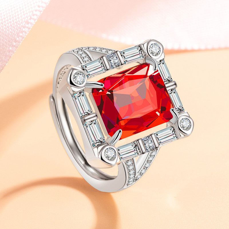 Wholesale Fashion Full Diamond Ruby open Ring