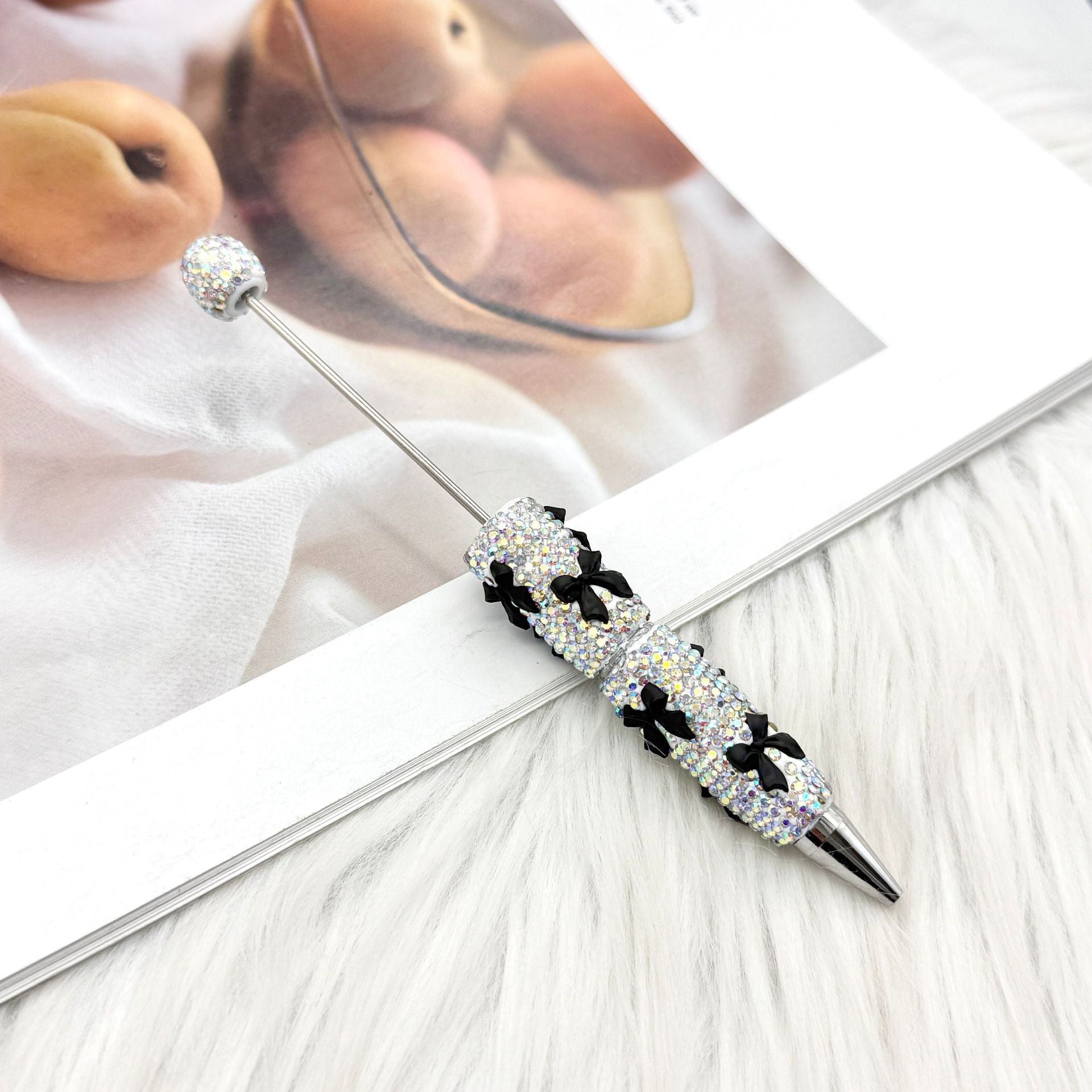 Wholesale 2pcs DIY Bow Full Rhinestone Beaded Pen Valentine' s Day Gift Pen