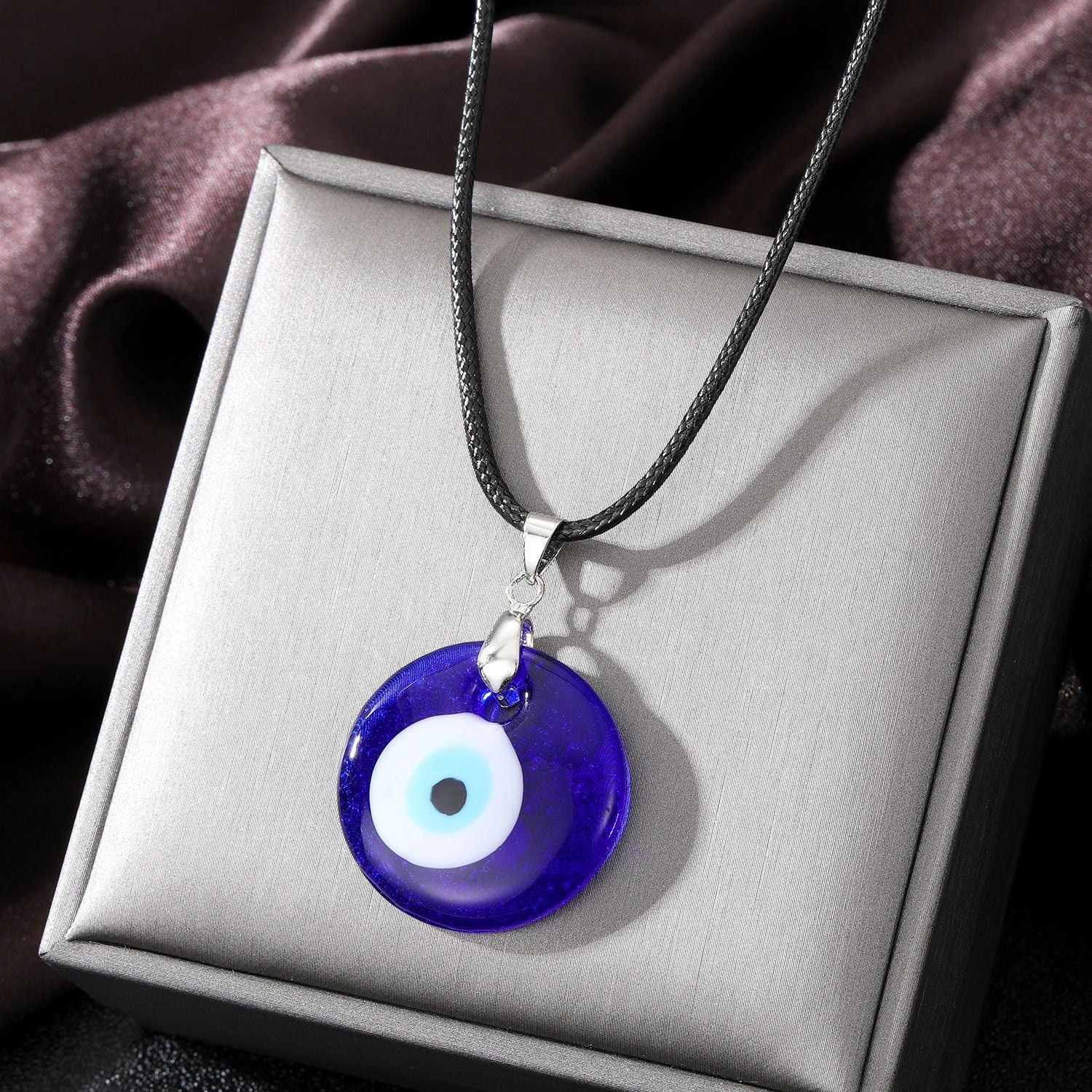 Wholesale 5PCS Vintage Blue Glass Devil's Eye Necklace