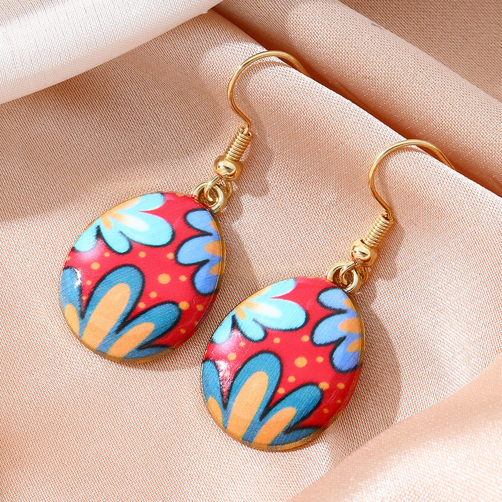 Wholesale Cartoon Printed Easter Egg Oil Earrings Light Luxury Niche Earrings Cute Earrings