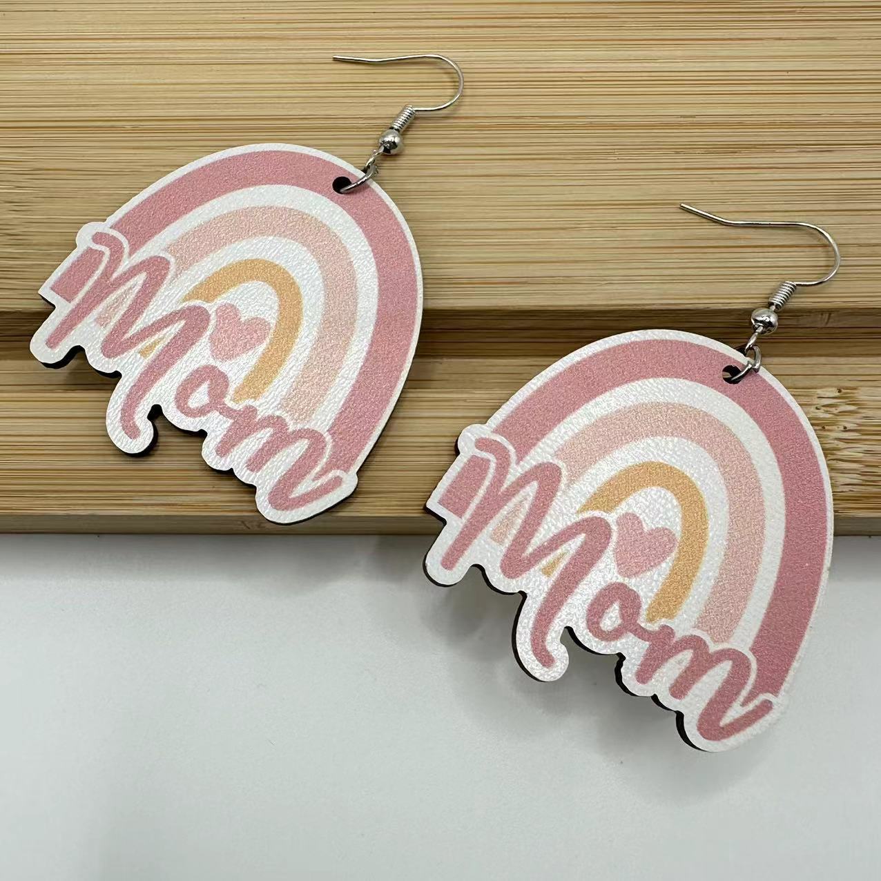 Wholesale Mother' s Day printing sunflower earrings