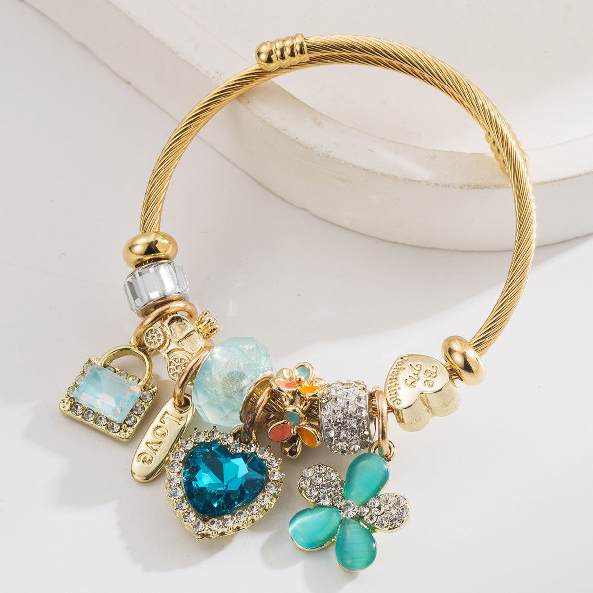 Wholesale Sweet Lock Heart Love Flower Adjustable Bracelet