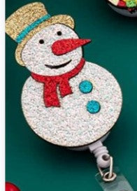 Wholesale Christmas Gift Felt 3D Santa Sock Badge Scroll Retractable Keychain