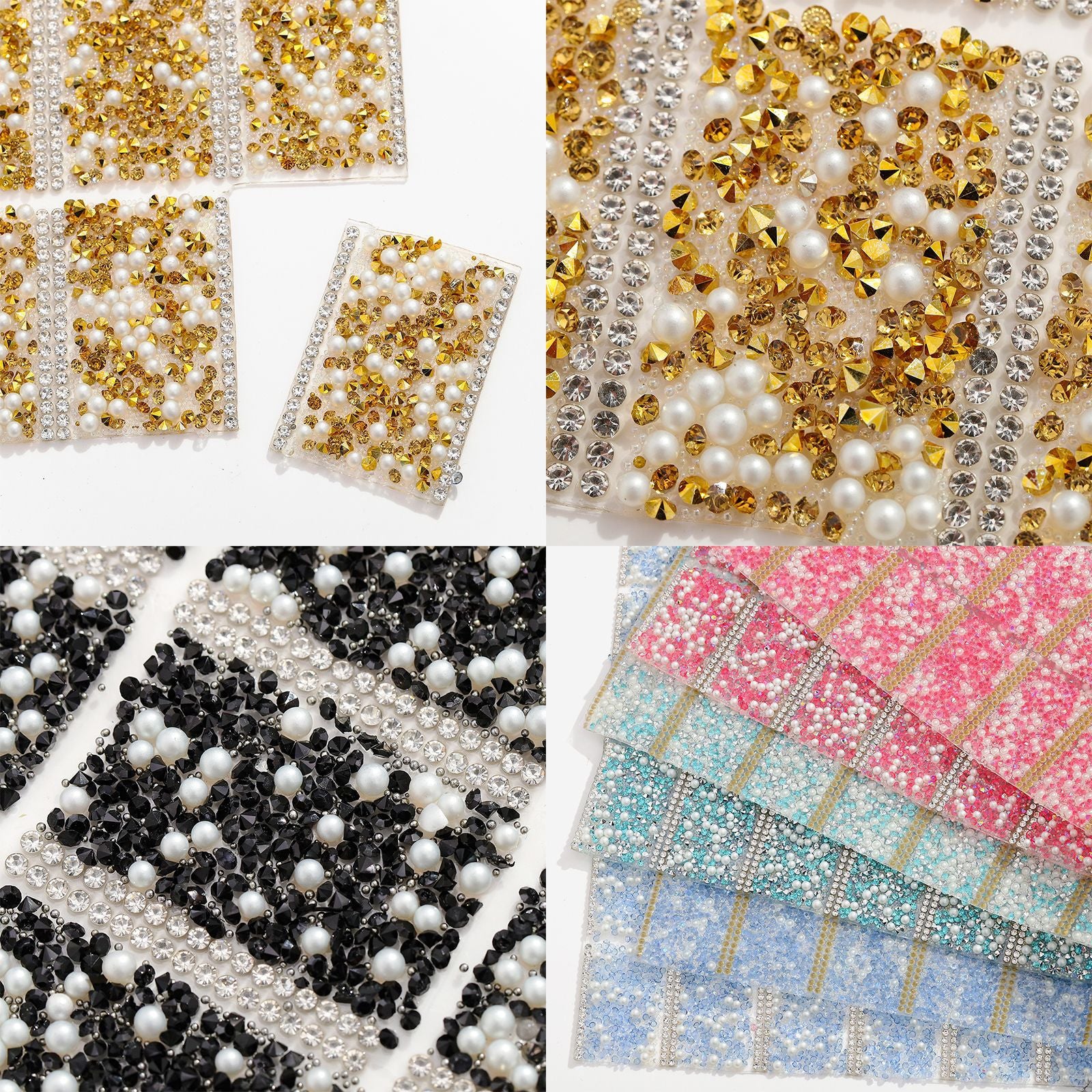 Wholesale DIY pen clothing diamond nail table cushion pad pointed bottom diamond with pearl double-sided tape square diamond piece can for 84pcs pens